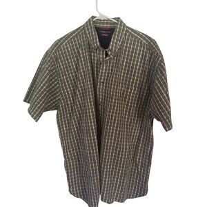 Timber Creek by Wrangler green and white check short sleeve shirt size XL